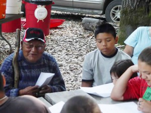 Speaker Jimmie James at Language Camp 2006 in Ken-ek (Tulley Creek)